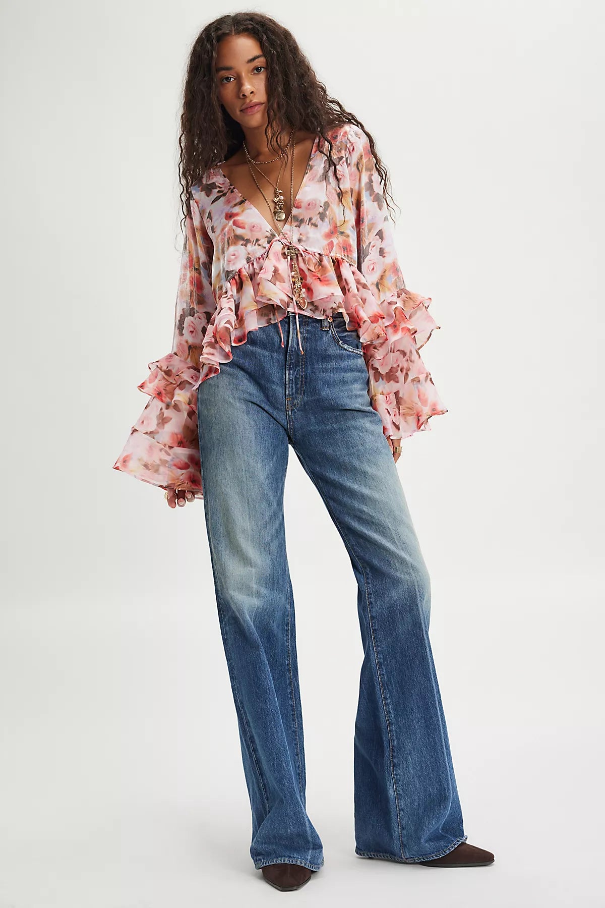 For Love & Lemons Fallen Floral Top