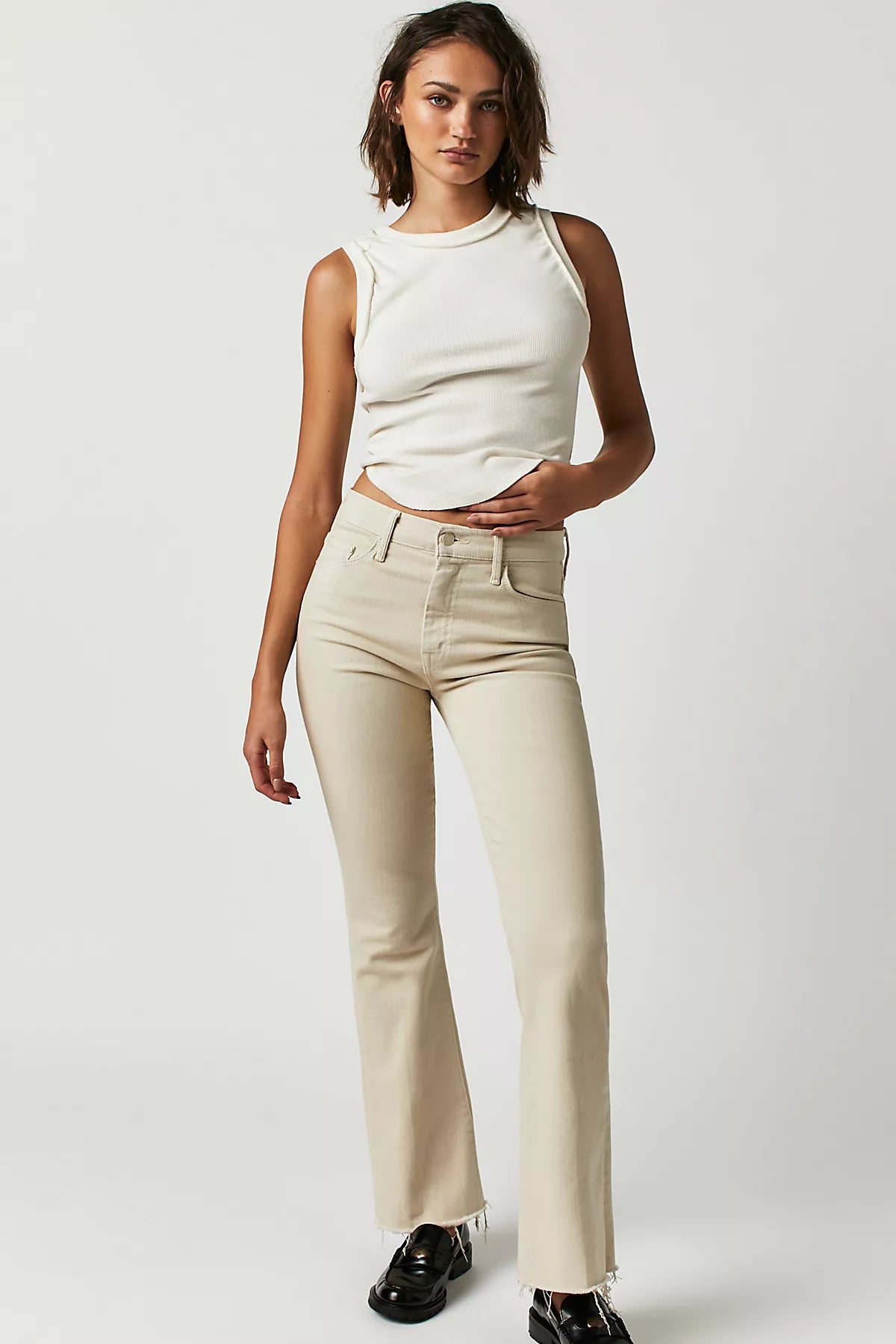 MOTHER The Weekender Frayed Flare Jeans