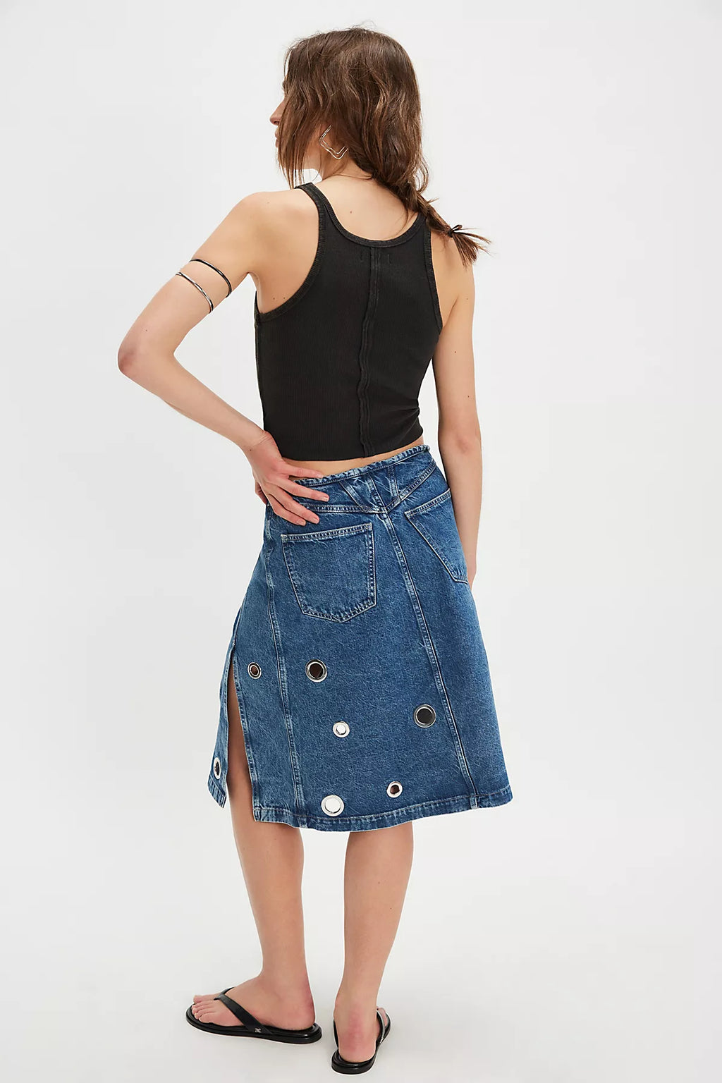 Closed Wrap Grommet Midi Skirt