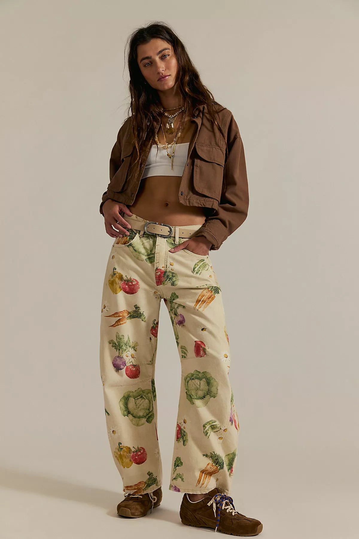We The Free Good Luck Printed Barrel Jeans