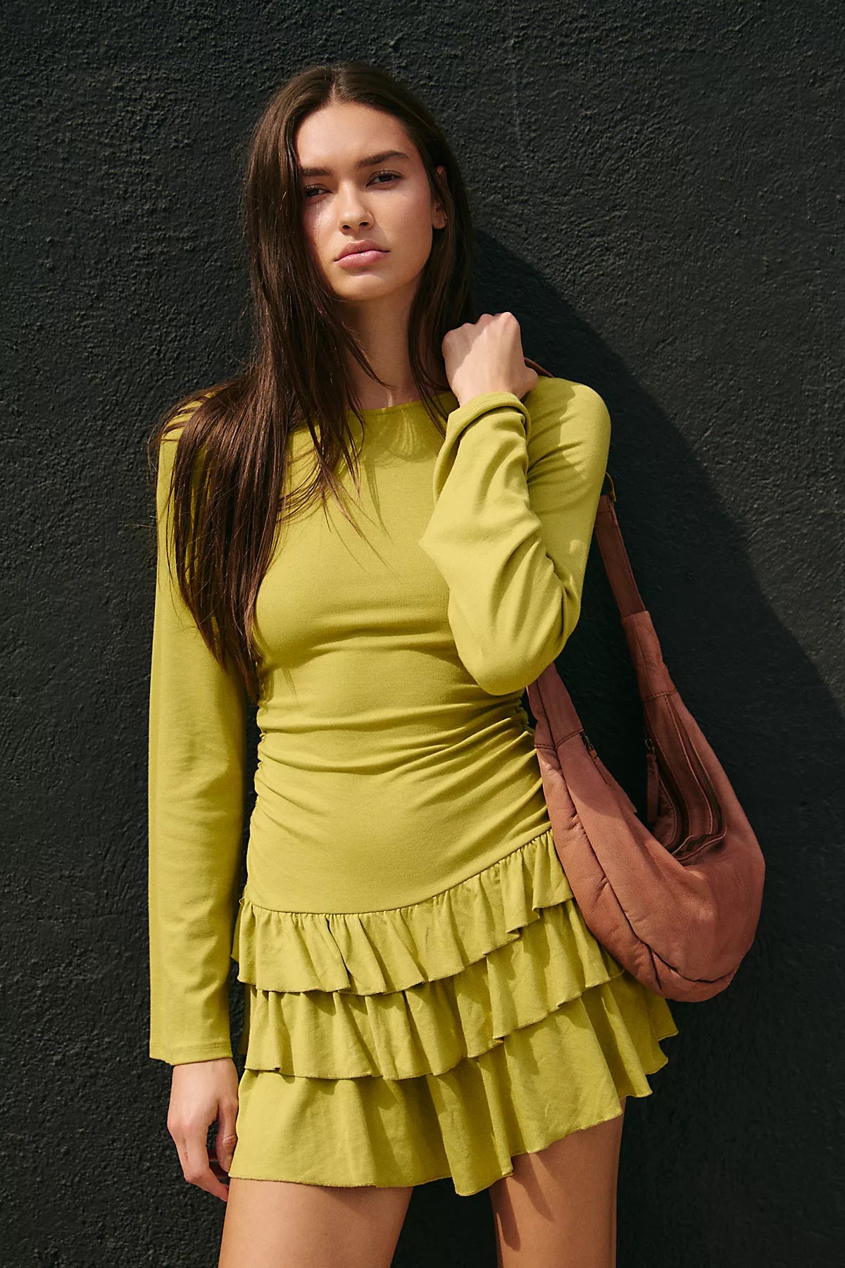 Good Feels Ruffle Long-Sleeve Mini Dress