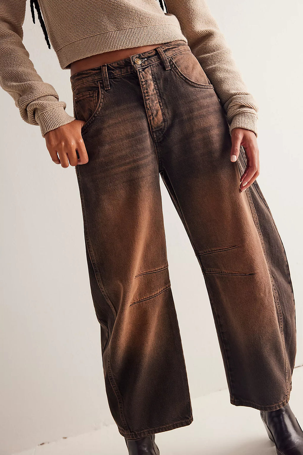 We The Free Good Luck Mid-Rise Barrel Jeans