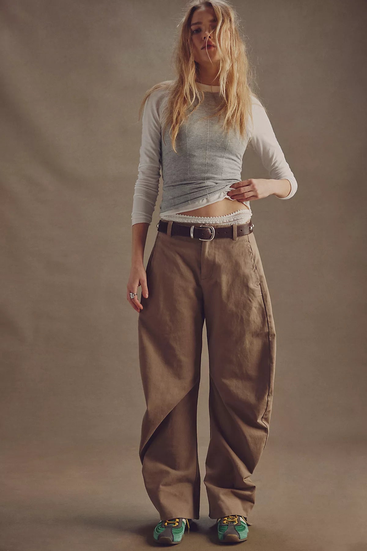 Spotlight Structured Twill Barrel Trousers