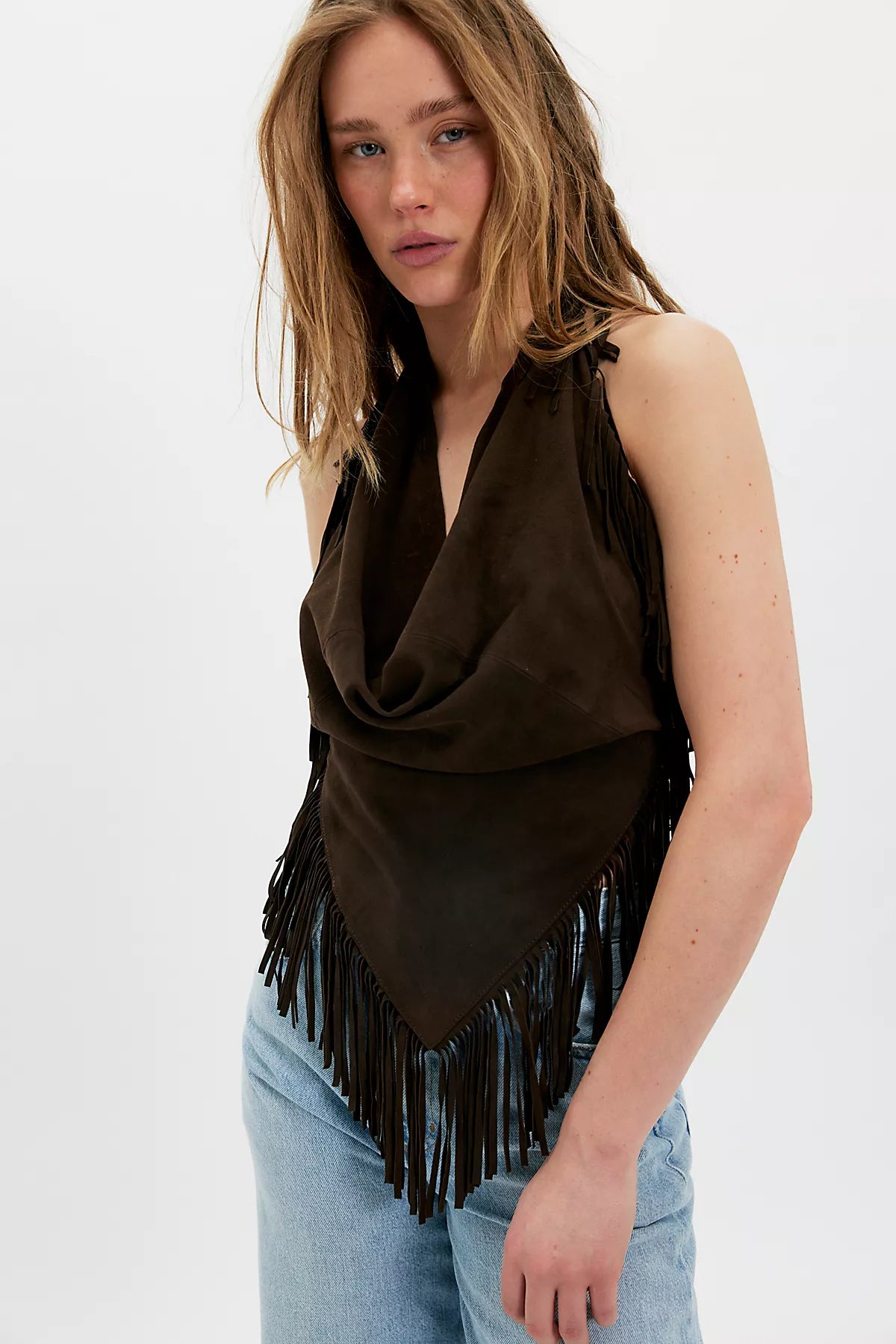 Understated Leather Madi Fringe Halter Top