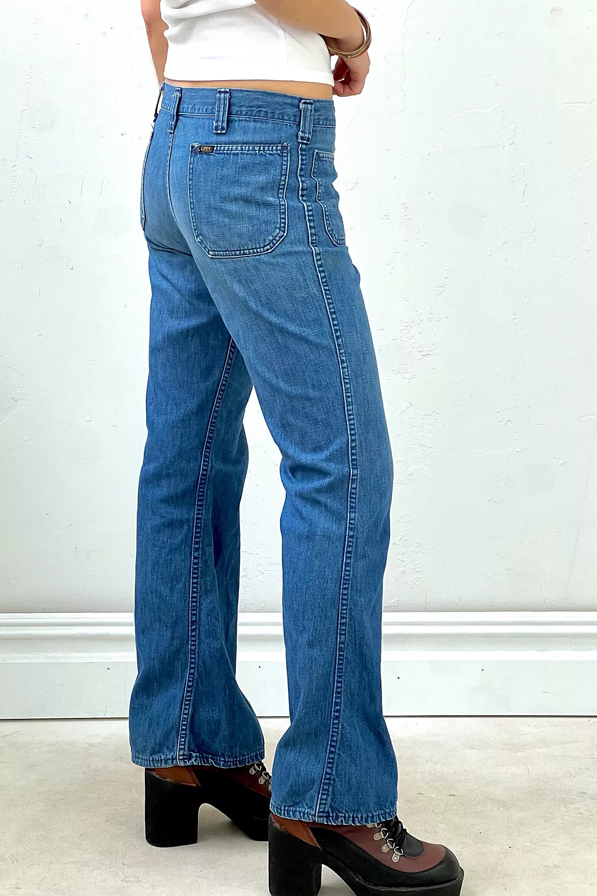 Vintage Lee Flare Button Fly Denim Jeans Selected by Anna Corinna