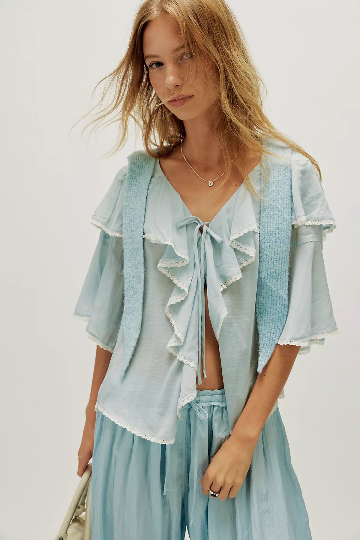 Spell Bluebird Ruffled Blouse