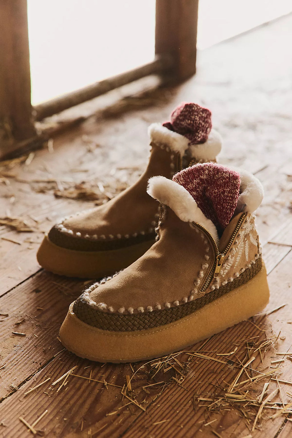 Setsu Platform Floral Stitched Boots