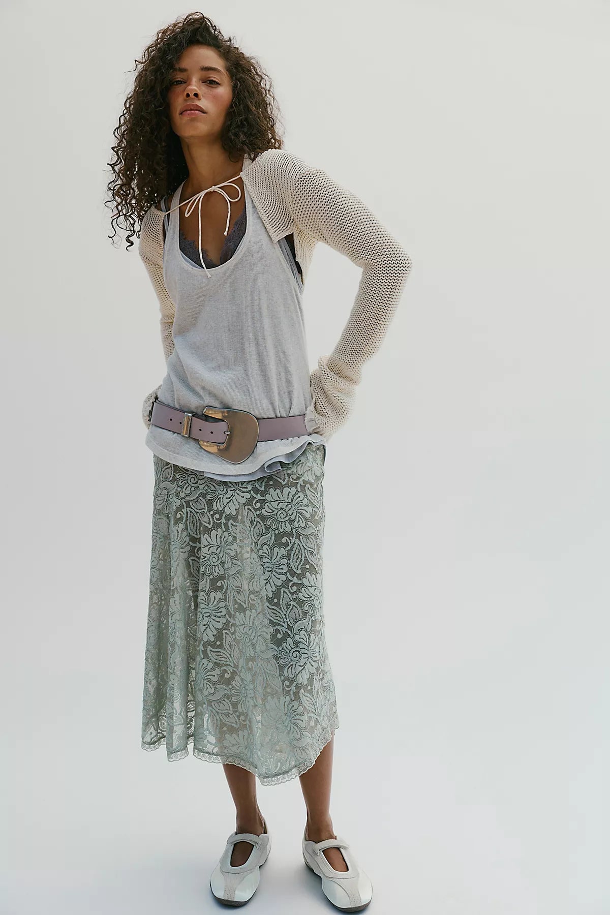 Sheer Emotion Midi Slip Skirt