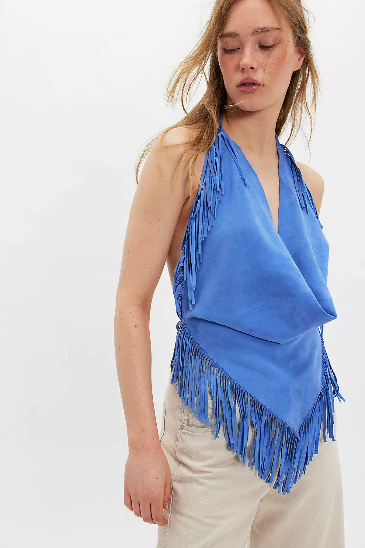 Understated Leather Madi Fringe Halter Top