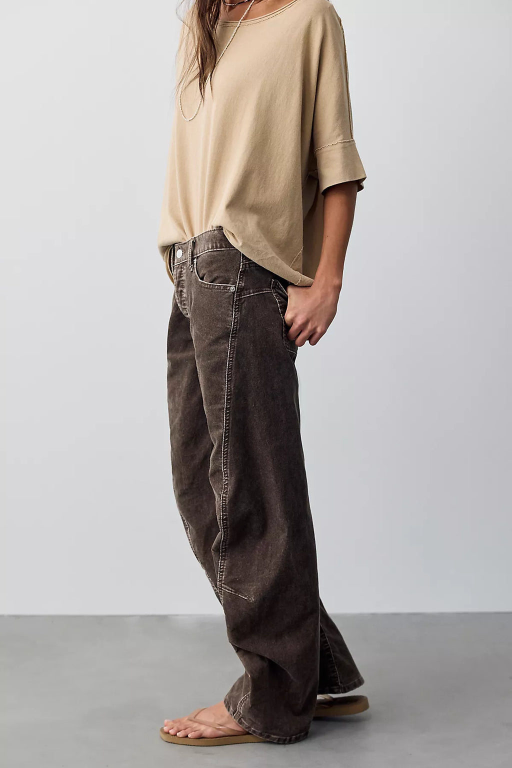 We The Free Fable Washed Cord Low-Rise Twisted Bowed Jeans