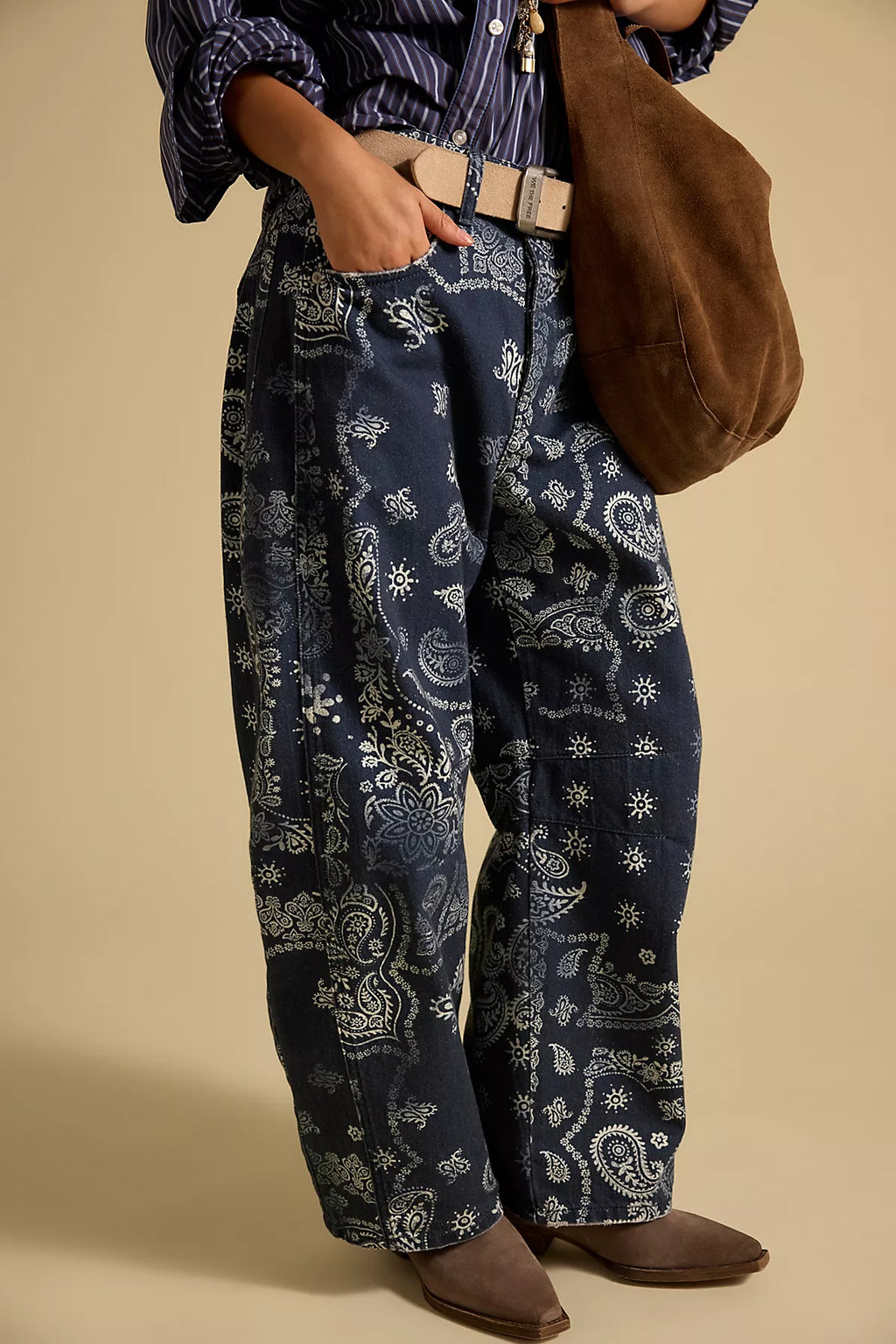 We The Free Good Luck Printed Barrel Jeans
