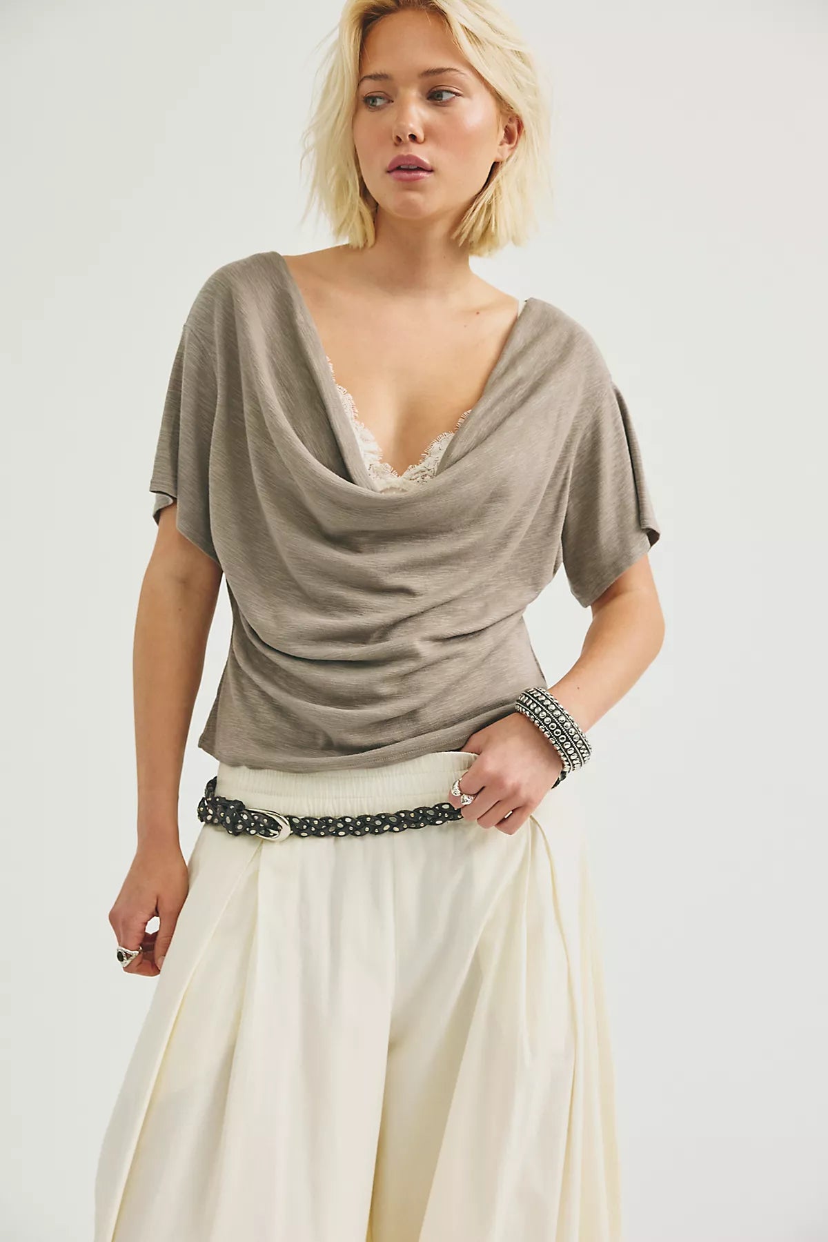 We The Free Tinsley Waterfall Cowl-Neck Top
