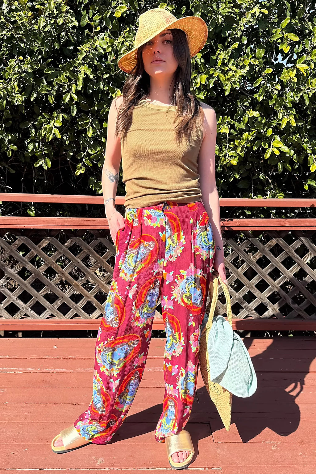 1990s Ungaro Vishnu Print Sheer Pants Selected by Personal Choice
