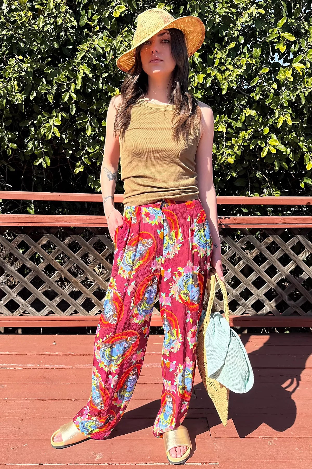 1990s Ungaro Vishnu Print Sheer Pants Selected by Personal Choice