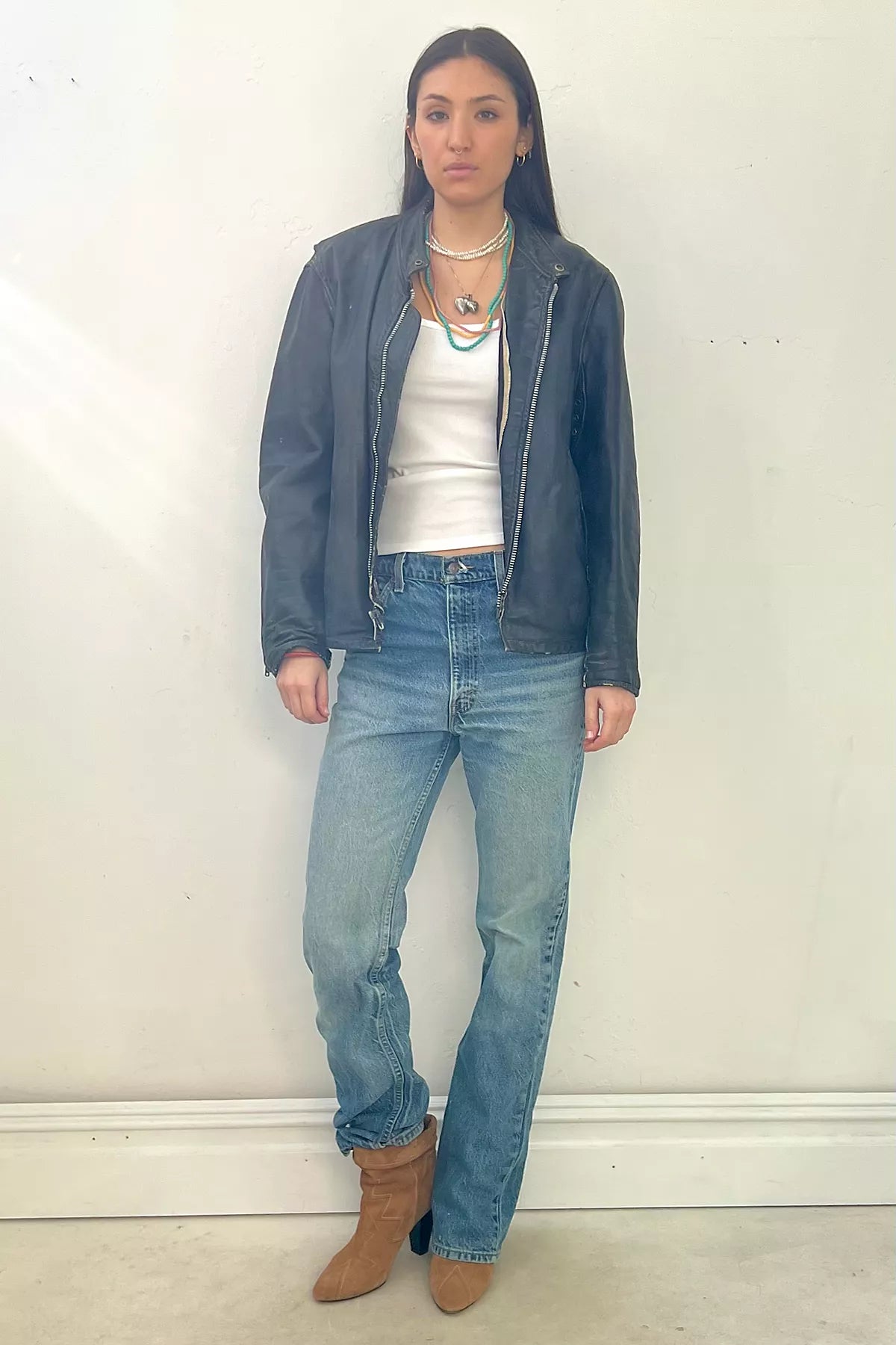 Vintage Leather Biker Jacket Selected by Anna Corinna