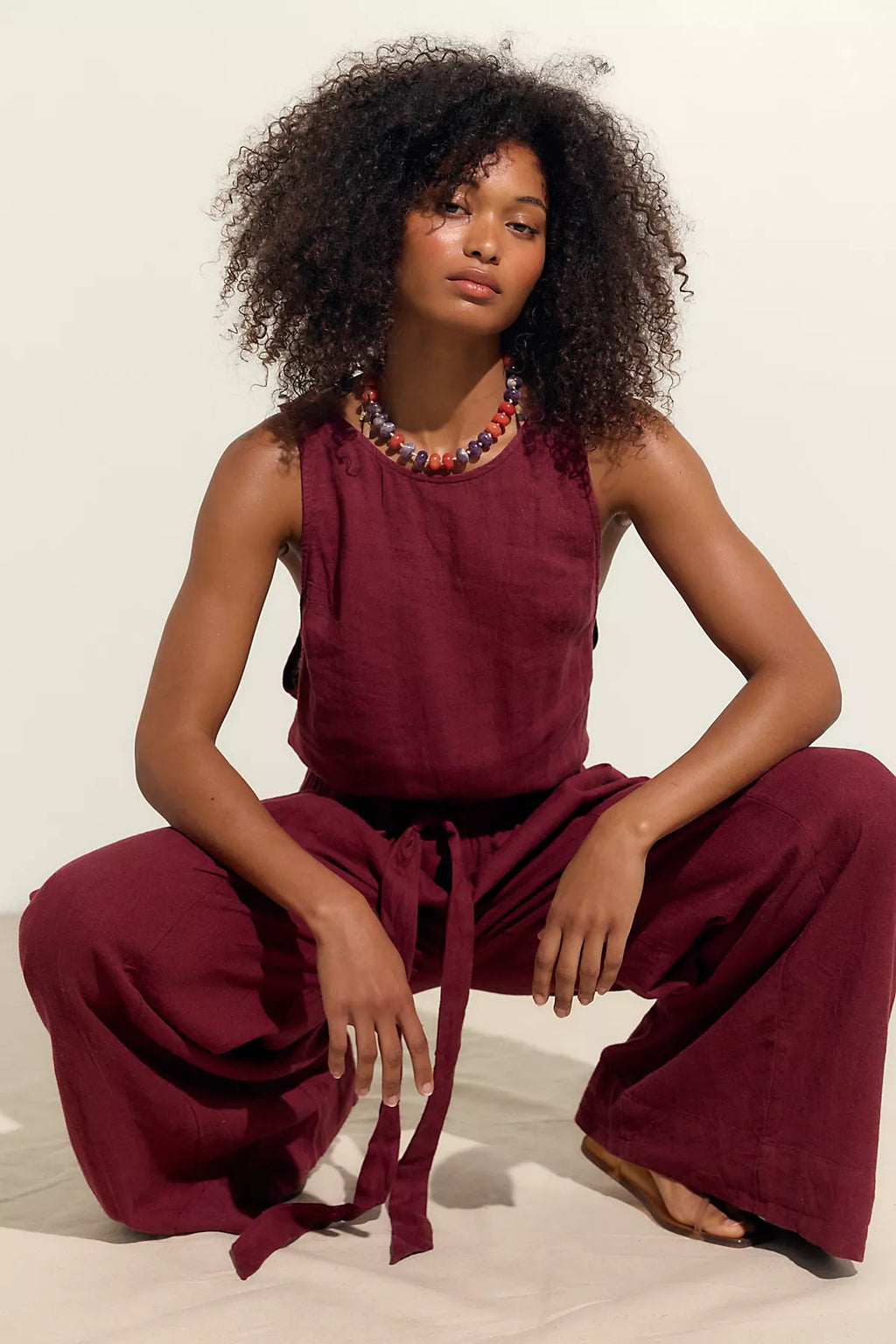 Sandshell Linen Linden One-Piece Jumpsuit
