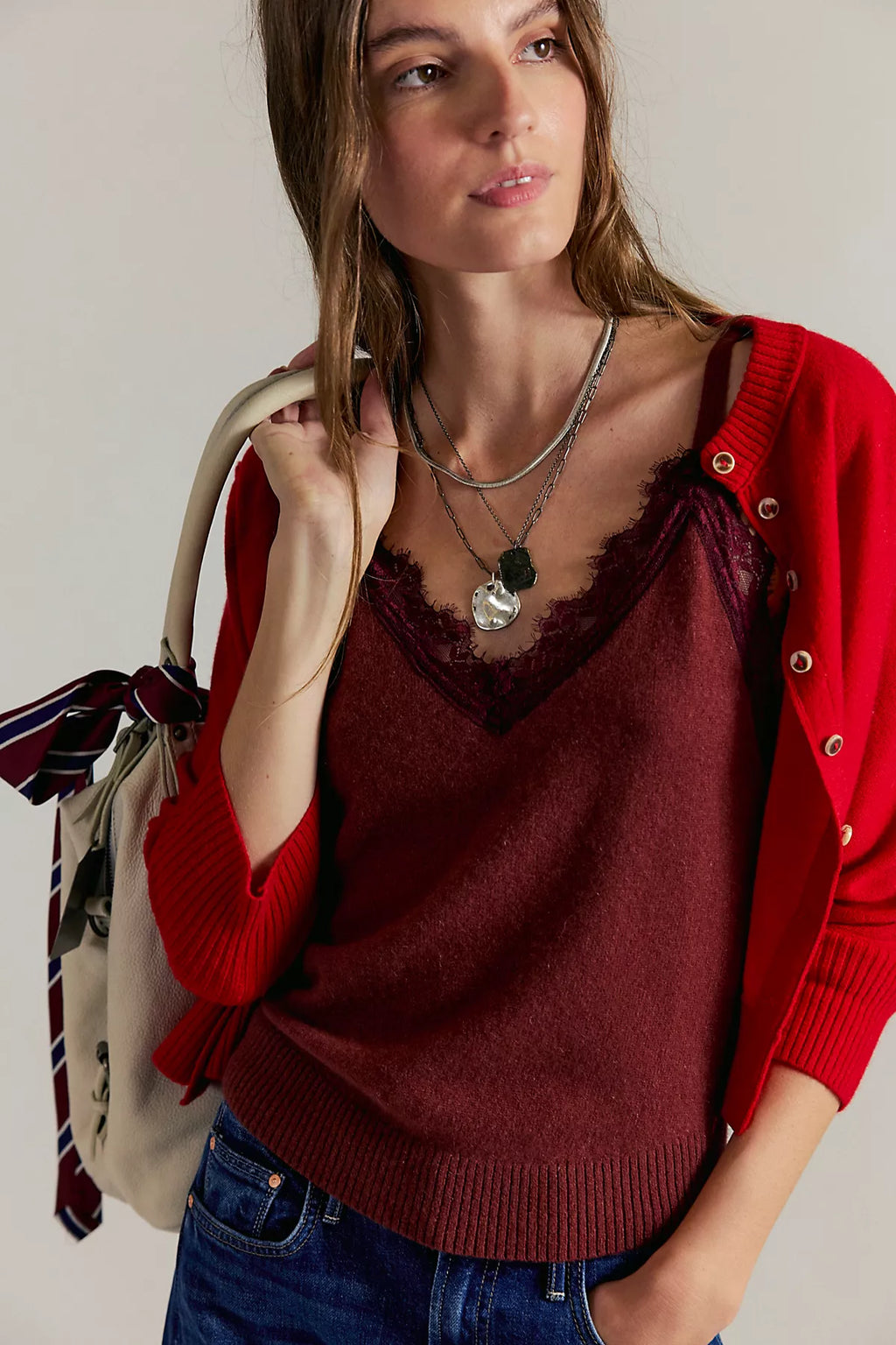 Lace Cashmere Tank Top