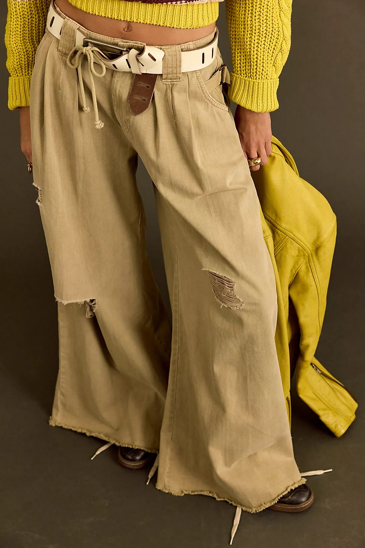 Julien Destructed Wide-Leg Chino Trousers