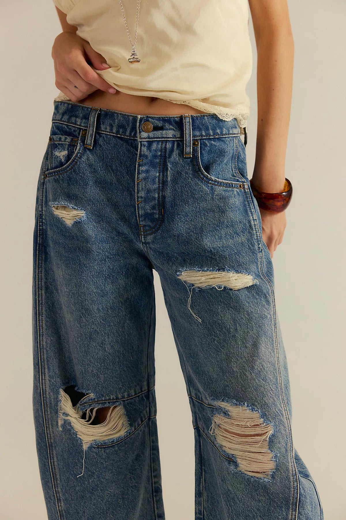 We The Free Good Luck Mid-Rise Barrel Jeans