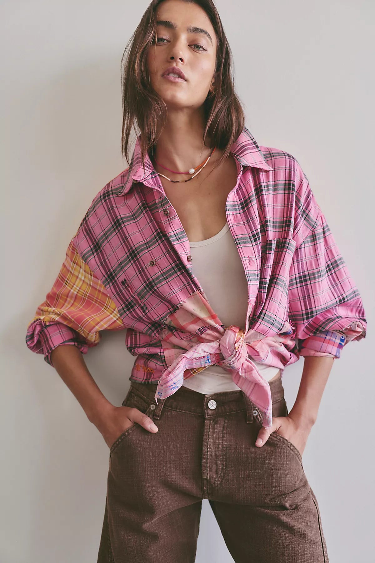 The Tales Repaired Mixed Flannel Shirt