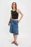 Closed Wrap Grommet Midi Skirt