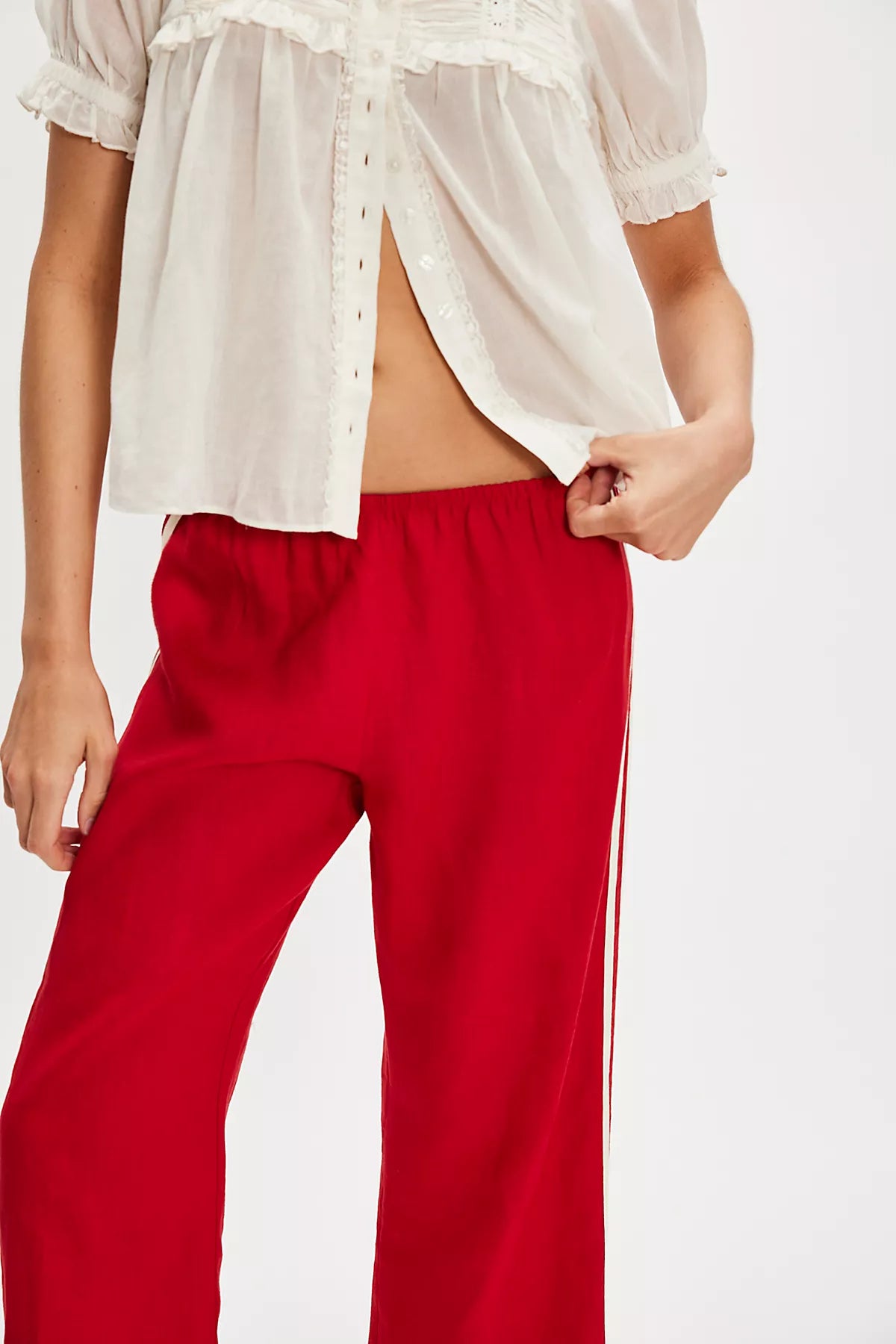 DONNI. The Linen Stripe Crop Pants