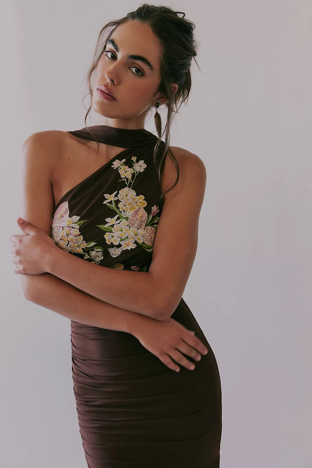 Saemdi Embroidered One Shoulder Dress