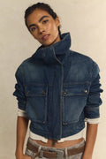 We The Free Heart Land Cozy Denim Cropped Jacket