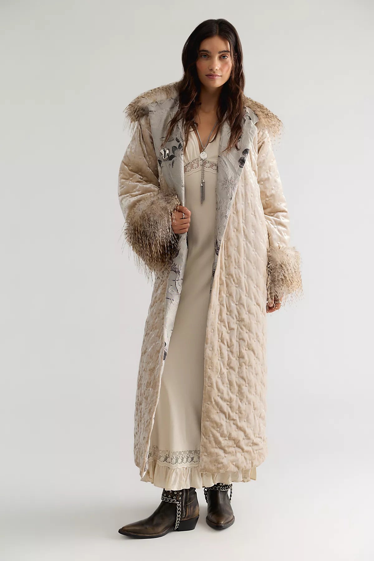 Anna Sui Quilted Velvet Coat