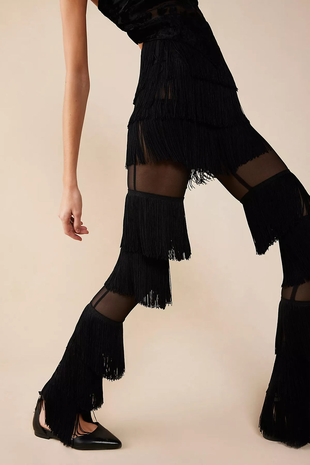 Spliced Fringe Boot Pants