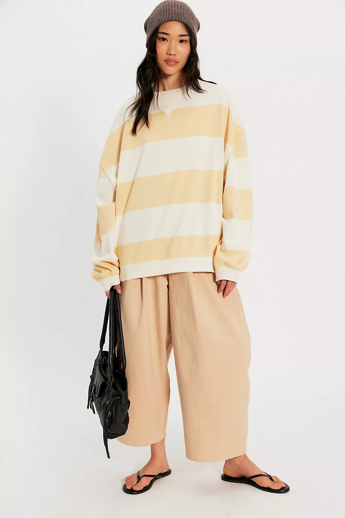 We The Free Classic Striped Oversized Crewneck