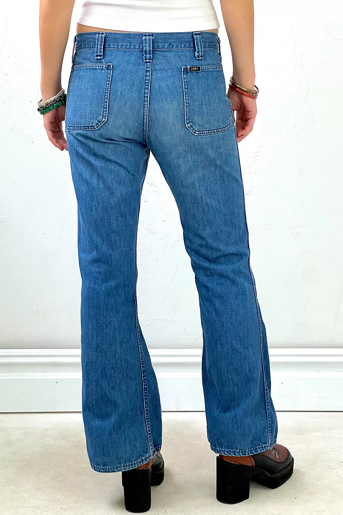 Vintage Lee Flare Button Fly Denim Jeans Selected by Anna Corinna