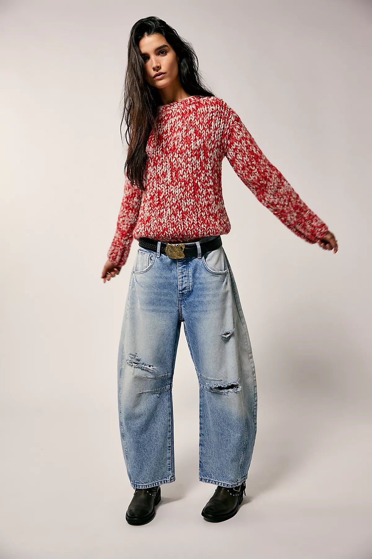 We The Free Good Luck Mid-Rise Barrel Jeans