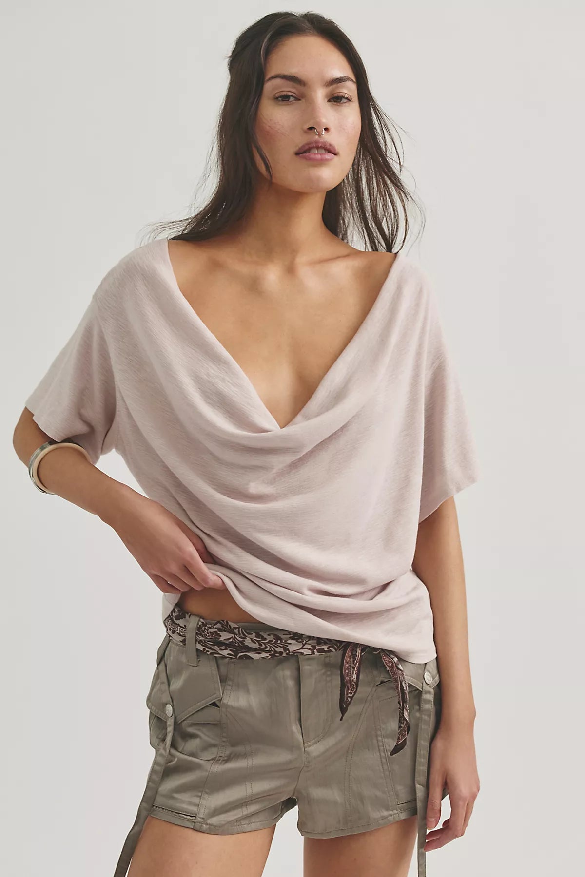 We The Free Tinsley Waterfall Cowl-Neck Top